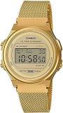 Casio Digital Gold Dial Unisex Adult Watch A171WEMG 9ADF Stainless Steel, Gold Strap