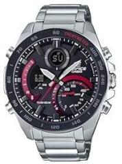 Casio Edifice Analog Digital Black Dial Silver Band Stainless Steel Men Watch ECB 900DB 1ADR EX499