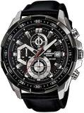 Casio Edifice EFR 539L 1AVUDF Black Analog Dial Black Leather Band Men's Watch Chronograph 100M Water Resistant EX193