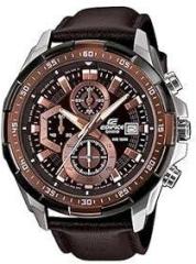 Casio EDifice EFR 539L 5AVUDF Brown Analog Dial Brown Leather Band Men's Watch Chronograph 100M Water Resistant EX194