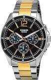 Casio Enticer Analog Black Dial Silver Band Stainless Steel Men Watch MTP 1374HSG 1AVIF A1652