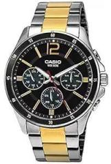 Casio Enticer Analog Black Dial Silver Band Stainless Steel Men Watch MTP 1374HSG 1AVIF A1652