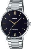 Casio Enticer Analog Black Dial Silver Band Stainless Steel Men Watch MTP VT01D 1BUDF A1612