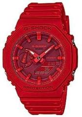 Casio G Shock Carbon Core Gaurd Analog Digital Red Dial Men's Watch GA 2100 4ADR G988