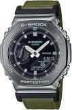 Casio G Shock GM 2100CB 3ADR Gray Ip Black Analog Digital Dial Green Cloth Band Men's Watch Shock And 200M Water Resistant G1374