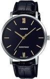 Casio Men Leather Analog Black Dial Watch Mtp Vt01L 1Budf A1615, Band Color Black