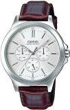 Casio Men Leather Enticer Analog White Dial Mtp V300L 7Audf A1177, Band Color Brown