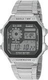 Casio Stainless Steel Youth Digital Grey Dial Men Watch Ae 1200Whd 1Avdf D099, Bandcolor Silver