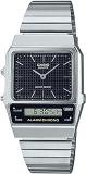 Casio Unisex Stainless Steel AnalogDigital Black Dial Watch Aq 800E 1Adf, Band Color Silver