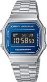 Casio Unisex Stainless Steel Digital Silver Dial Watch A168Wem 2Bdf, Band Color Silver