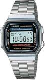 Casio Vintage A168WA 1WDF Black Digital Dial Silver Stainless Steel Band D131