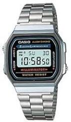 Casio Vintage A168WA 1WDF Black Digital Dial Silver Stainless Steel Band D131