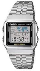 Casio Vintage A500WA 1DF Black Digital Dial Silver Stainless Steel Band D133