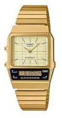 Casio Vintage AQ 800EG 9ADF White Analog Digital Dial Gold Stainless Steel Band D282