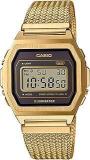 Casio Vintage Digital Grey Dial Gold Band Stainless Steel Unisex Watch A1000MGA 5DF D277