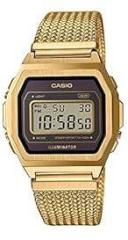 Casio Vintage Digital Grey Dial Gold Band Stainless Steel Unisex Watch A1000MGA 5DF D277