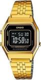 Casio Vintage LA680WGA 1BDF Black Digital Dial Gold Stainless Steel Band D205