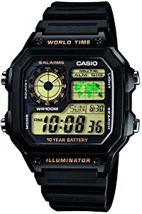 Youth Digital Black Dial Men's Watch AE 1200WH 1BVDF D098