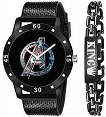 CERO Combo of Avenger Printed Watch and King Bracelet Analog Men and Boy's Combo Watches