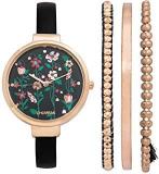 Chumbak Analogue Black Dial Floral Garden Women's Wrist Watch And Bracelet Set