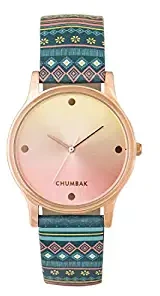 Chumbak Aztec Ombre Analogue Gold Dial Women's Wrist Watch Teal