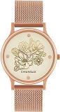 Chumbak Round Dial Analog Watch For Women|Abstract Peacock Collection| Stainless Steel Strap|Gifts For Women/Girls/Ladies |Stylish Fashion Watch For Casual/Work White