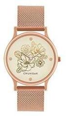 Chumbak Round Dial Analog Watch for Women|Abstract Peacock Collection| Stainless Steel Strap|Gifts for Women/Girls/Ladies |Stylish Fashion Watch for Casual/Work White