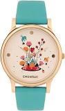 Chumbak Round Dial Analog Watch For Women|Leafy Branches Collection| Solid Vegan Leather Strap|Gifts For Women/Girls/Ladies |Stylish Fashion Watch For Casual/Work Teal