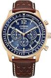 Citizen Analog Blue Dial Men's Watch CA4503 18L Genuine Leather, Brown Strap