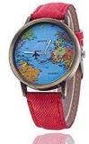 Cloudwood Moving Plane World Map Analogue Red Dial Unisex Watch WCH 23