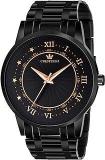 CRESTELLO BK007 CPBLK Black Dial And Band Metal Chain Analog Stainless Steel Wrist Watch For Men