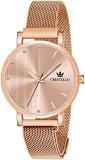 CRESTELLO Rose Gold Plated Mesh Chain Analog Wrist Watch For Women