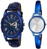 Crispy Analogue Unisex Watch Blue & Silver Dial Multicolour Strap Pack Of 2