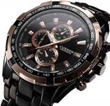 CURREN Quartz Tungsten Steel Precision Vogue Business Black Gold Men's Big Watch 3ATM Waterproof