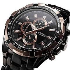 CURREN Quartz Tungsten Steel Precision Vogue Business Black Gold Men's Big Watch 3ATM Waterproof