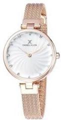 Daniel Klein Stainless Steel Analog Dial Women Watch Dk11904 2, Dial Silver, Band Gold