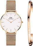 Daniel Wellington Classic Petite Melrose Analogue White Dial 32Mm Watch & Rose Gold Cuff Combo For Women_Dw00500019