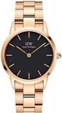 Daniel Wellington Iconic Analogue Unisex Watch Black Dial Rose Gold Colored Strap