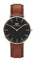 Daniel Wellington Leather Analog Black Dial Unisex Watch Dw00100545, Brown Band