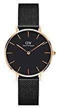 Daniel Wellington Petite Ashfield 28mm Black Mesh Strap Black Dial Watch for Women