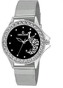 Decode Ladies Crystal Studded LR020 Black Analog Watch For Girls, Women