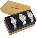 Dezine 3 Pcs Combos Of Silver Chain & White Coloured Dial Quartz Watch For Women DZ CMB 8