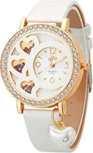 DFa Analogue Women's Watch Gold Dial White Colored Strap