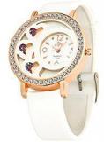 DFa Rose Gold White Heart Dial White Strap Analogue Watch For Girls DFa004