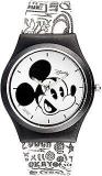 Disney Mickey Mouse Black & White Round Analogue Wrist Watch For Kids Cute Birthday Gift For Boy Girl Age 3 To 12 Years