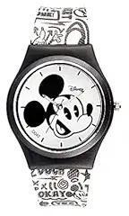 Disney Mickey Mouse Black & White Round Analogue Wrist Watch for Kids Cute Birthday Gift for Boy Girl Age 3 to 12 Years