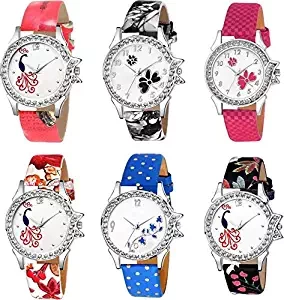 Drealex Analogue Multi Colour Dial Girl's and Women's Watch 8066 Combo Pack of 6