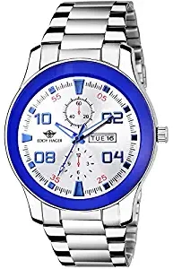 Eddy Hager White& Blue Day and Date Men's Watch EH 239 WH BL