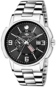 EDDY HAGER Analogue Men's Watch Black Dial Silver Colored Strap