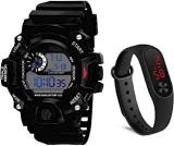 Emartos Digital Boys' And Kids Watch Black Dial Black Colored Strap Pack Of 2